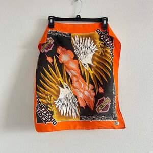 Vintage Harley Davidson Orange Righteous Rider Eagle Biker Bandana Scarf OS